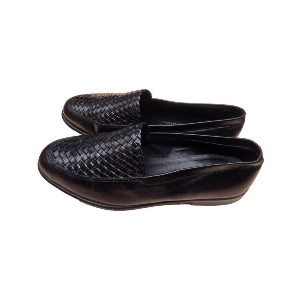 Mens Eddie Bauer Black Leather Loafers Size 7.5 Made in Italy